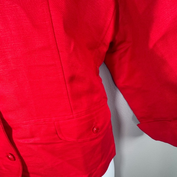 Emma James by Liz Claiborne Red Linen-Blend Button Front Jacket – Size 16 - Picture 6 of 13